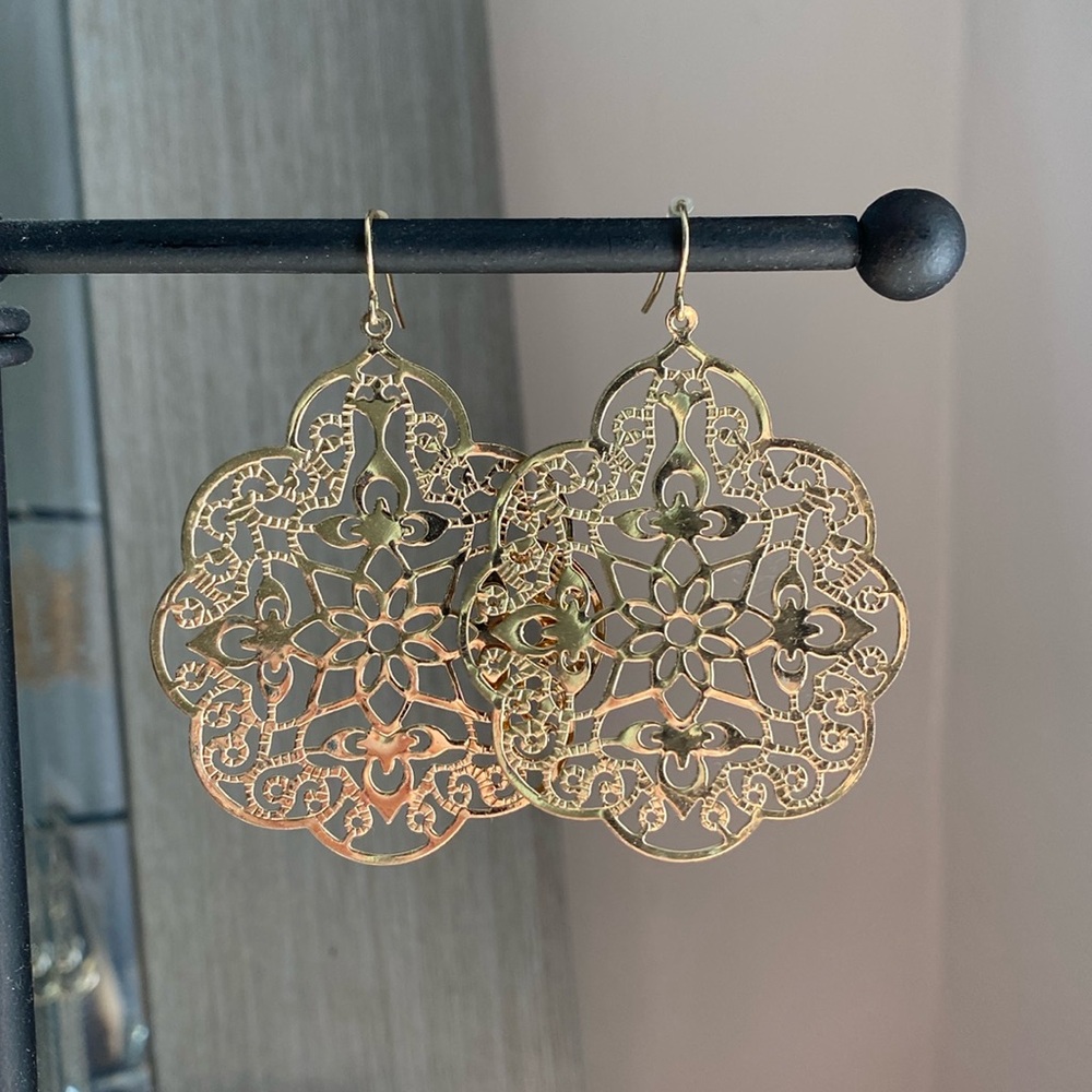 Gold Filigree Drop Earrings